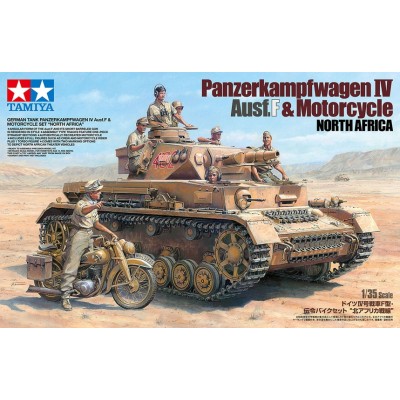  PANZER IV AUSF.F and Motorcycle Set North Africa - 1/35 SCALE - TAMIYA 25208